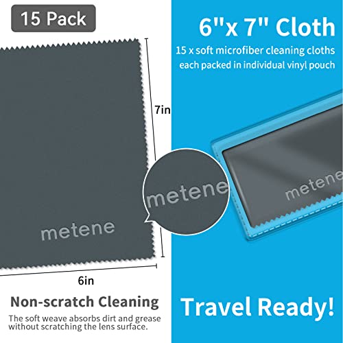 Metene 15 Pack Microfiber Cleaning Cloths (6"X7") In Individual Vinyl Pouches | Glasses Cleaning Cloth For Eyeglasses, Phone, Screens And Other Delicate Surfaces Cleaner (Purple, Blue And Gray)) #TOP6