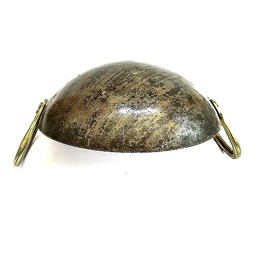 Image of Kadhai (Small-625 ml, Dia-19 cm, Grey) Cooking and Deep Frying Rustic Iron