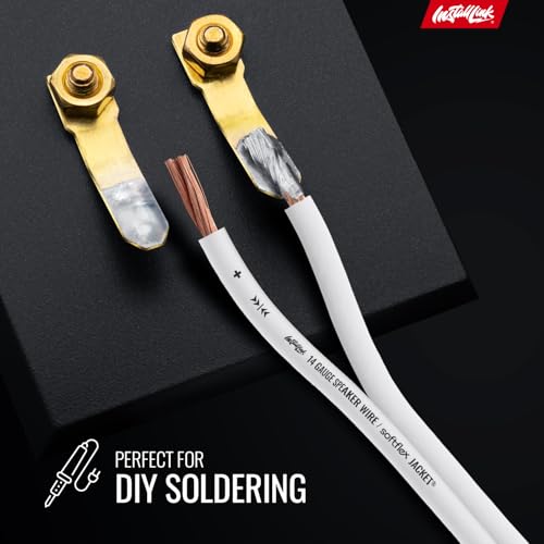 Cable de altavoz calibre 14 blanco CCA para audio de coche de 250ft 5