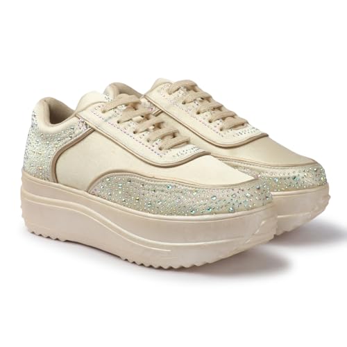 Image of Vendoz Women Wedding Party Bridal Glittery Embellished Sneakers 4041