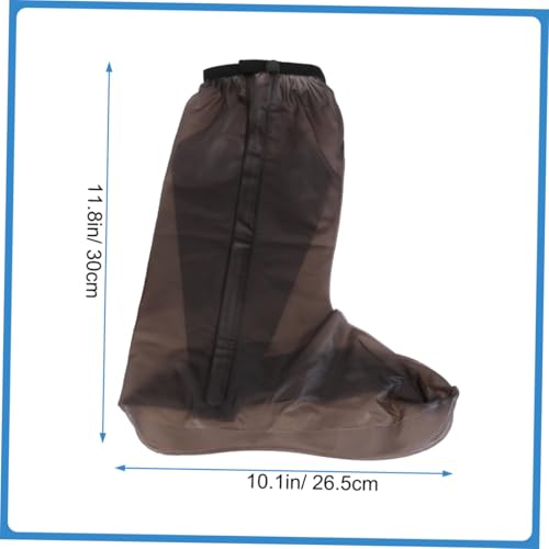 Happyyami 1 par de cubiertas impermeables para zapatos de PVC, cubre zapatos antideslizantes para ciclismo, diseño de tubo alto, duradero y fácil de limpiar, color café miniatura 2