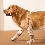 Powerruif 2 Stück Recovery Sleeve Hund, Ellenbogenbandage Hund Liegeschwielen Hund Euioovm Pet Knee Pads für Mittelgroße und Große Hunde Verhindert Das Lecken Von Wunden (Gelb Grau XXL)