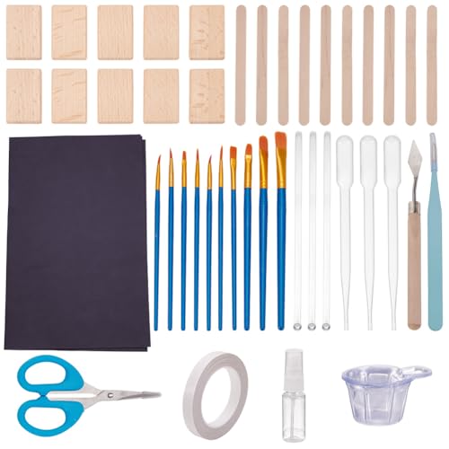 WEBEEDY 53 Pcs Cloisonne Enamel Tool Set for Beginners Complete Enamel Craft Supplies Including Wood Boards Brushes Mixing Tools & More for Cloisonne Art Projects Home Crafting Use