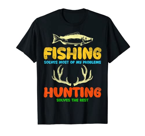 Funny Fishing And Hunting Gift Humor Hunter - Retro Camiseta