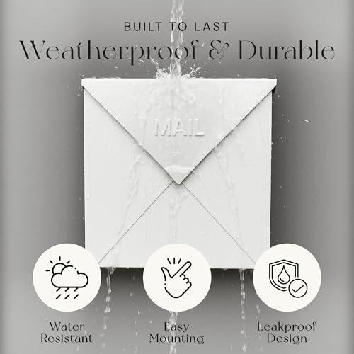Image of NACH Chicago White Extra Large Mailbox, Rust Resistant Large Mailboxes for Outside Wall Mount, Large Metal Mailbox, Wall Mount Mailbox, Extra Large Capacity Mailbox, 12 x 12 x 4.8 inches, MB-6301WT