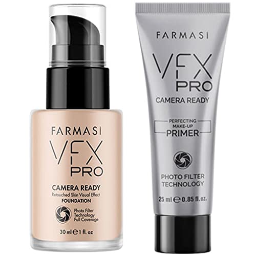 VFX Pro Camera Ready Full Coverage Foundation 02 (Porcelain) - A Lightweight, Long-Lasting Solution for Flawless, Breathable Skin with True-to-Color Matte Finish, Advanced Pore Minimizer, and Moisturizing Primer