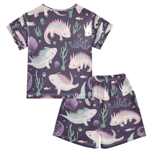 Pajama Sets Short Sleeve Aquatic Creatures Pattern Print Soft Cotton Summer Sleepwear 2 Piece PJS Size 5-14T2