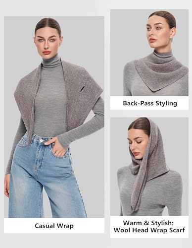 PULI Women's Luxury 100% Wool Triangle Scarf Warm Neck Head Shawl Wraps Winter Fashion Accessories Gift Package4