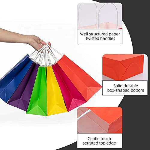 Image of RanGit Bhumi Gift Paper Bags - 10pcs Color Paper Return Gift Bags 9x11x4 in Medium- Party favor gifting covers for kids birthday, wedding, engagement and other festivals(10 pcs, Multicolor)