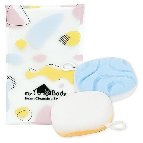myHomeBody Face Wash Sponges, Face Sponge for Washing Face, Facial Sponges for Cleansing and Exfoliating, Cleansing Sponges for Face, 2 Sides, 2 Textures, 2 Pack Cover