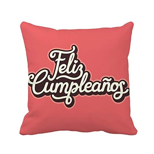 Prydnadskudde överdrag örngott bokstäver Feliz Cumpleanos översatt Grattis på födelsedagen på spanska vintage dekorativt kuddöverdrag 45 x 45 cm