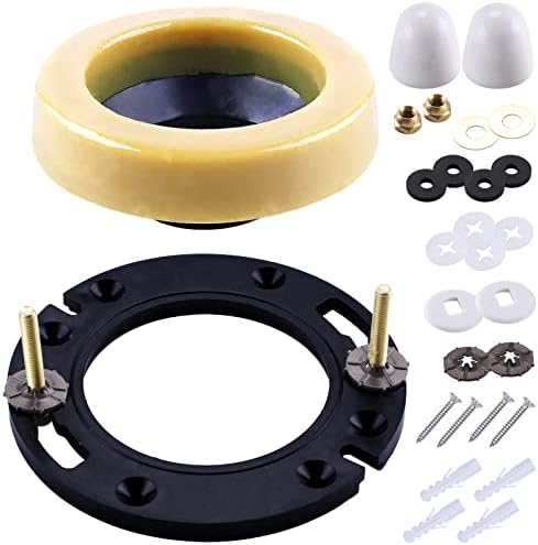 MENNTY Toilet Flange with Wax Ring for Toilets Replacement Kit includes Bolts PVC Toilet Flange Repair Kit for 3" or 4" Pipes, Fit Toilet Install & Repair
