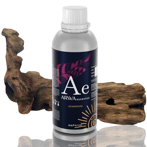 ARWA Essential Agarwood (Oud) Oil 1L | 100% Pure & Natural Oud for Relaxation & Massage | Premium Essential Oil for Aromatherapy, Diffuser, Candles & Soap Making | Fragrance Oil Gift Set