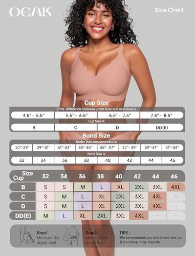 Image of OEAK Women Value Series Jelly Bras Wireless Pushup Convertible Bra | Everyday Essentials,Comfortable Bralettes,No Underwire,Full Coverage,Support Lift,Tshirt,Soft,Seamless,Scalloped