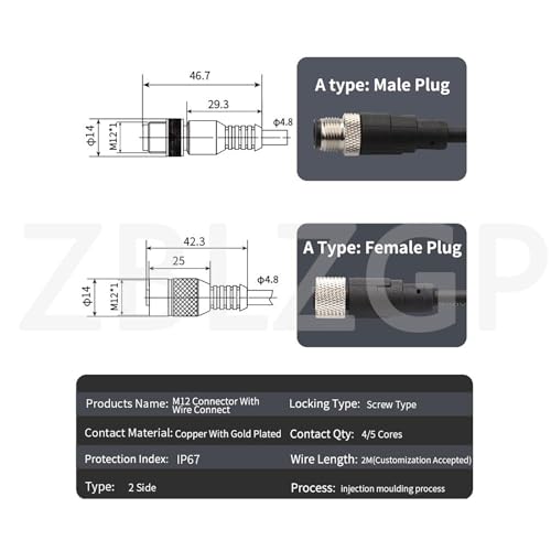 Cable M12 8 pines macho a hembra de 10m con codificación A para sensor y actuador industrial 7