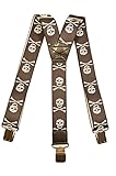 4,0 cm de ancho Tirantes \'Y-Forma\' Extra Fuerte (40mm), Totalmente Ajustable. Cráneo y Bandera Pirata