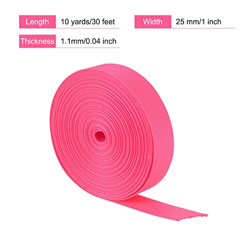 Image of MECCANIXITY Flat Nylon Webbing Strap 1 Inch 10 Yards Neon Red for Backpack, Luggage-rack