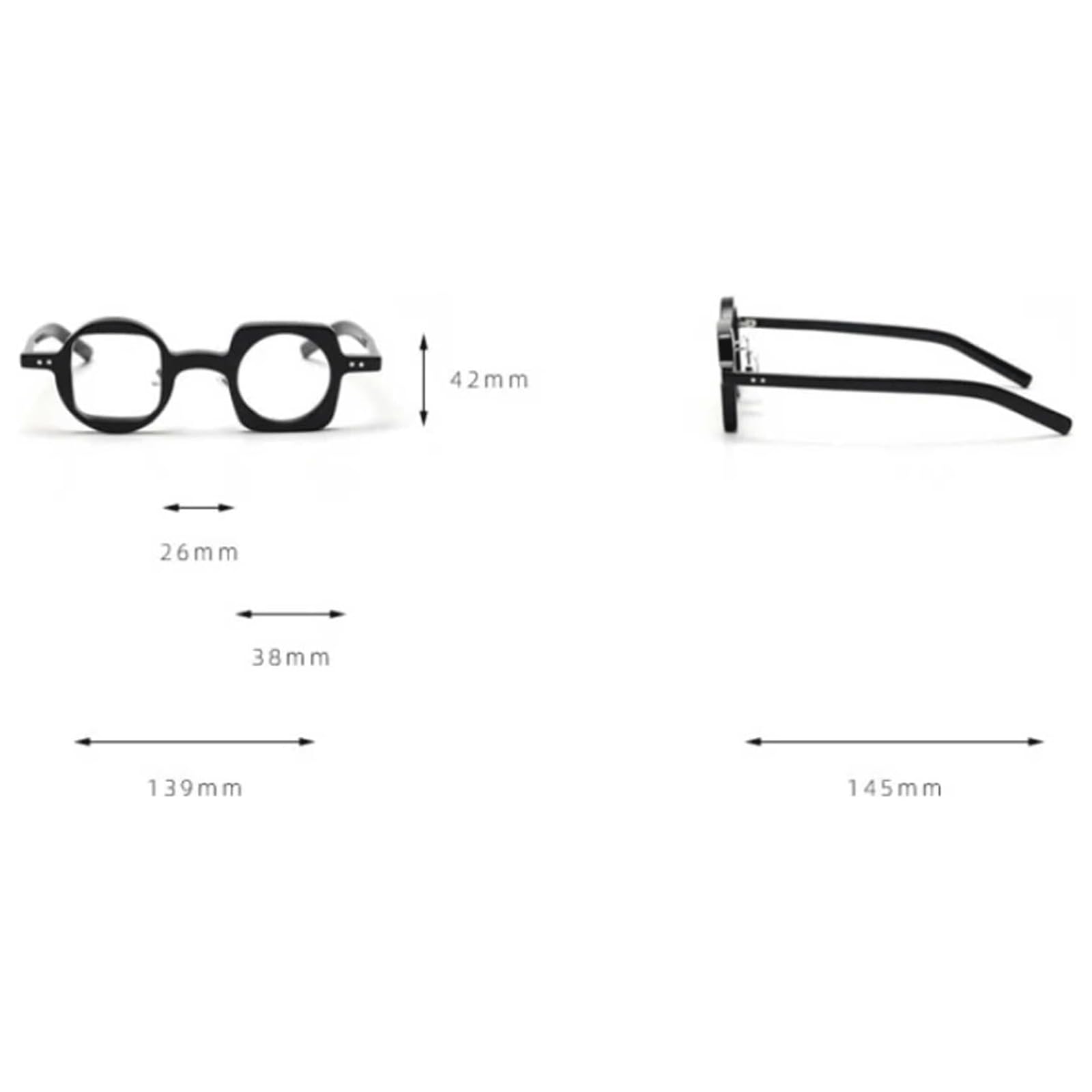 BKEKM Montures de Lunettes en Acétate Asymétriques Créatives Unisexe avec Lentilles Décoration Parfaite Ultra-Léger