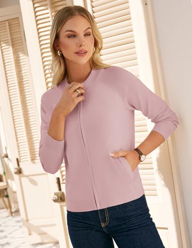 Image of GRACE KARIN Womens Long Sleeve Zip Up Cardigan Sweaters Lightweight Sweater Jacket Knitted Fashion Clothes