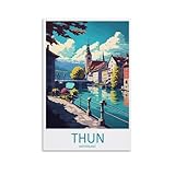Qualità premium e immagini a colori vivaci: Thun Travel Lovers Switzerland. Tela di alta qualità, texture fine, nessun odore particolare, crea una vita sana e confortevole, immagini stampate in HD, realistiche, non sbiadiscono, scene vivaci illumineranno le tue pareti.