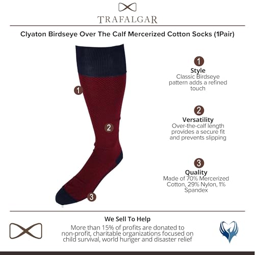 Trafalgar Men's Clayton Birdseye Over The Calf Mercerized Cotton Socks (1Pair)2