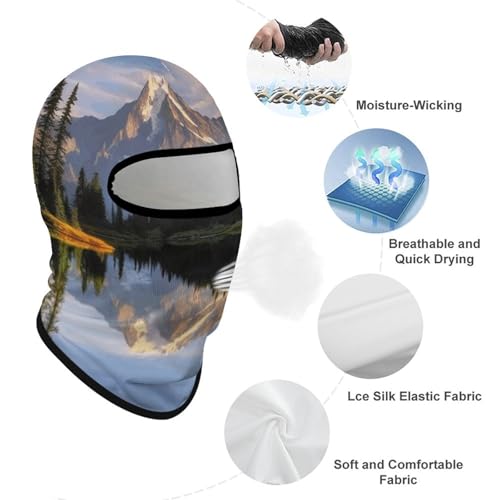 Pasamontaña para hombre y mujer con estampado de montañas y lagos, máscara facial transpirable con protección solar para senderismo, ciclismo, carrera y conducción miniatura 3