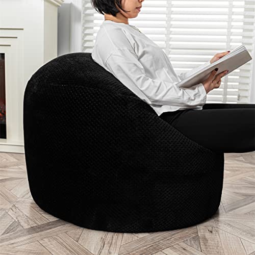 Abunheri Storage Bean Bag Chairs Cover (No Filler) Zipper Bean Bag Chair Cover Living Room Furniture 31X20 Inches Soft Washable Plush Fiber Adult Beanbag Chair Fur Cover Without Filling (Black) #TOP2
