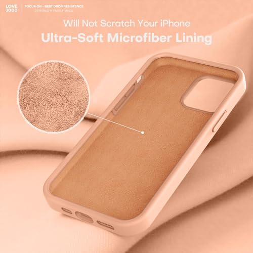 Image of LOVE 3000 Designed for iPhone 12 Case /iPhone 12 Pro Case, Premium Silicone with [Soft Anti-Scratch Microfiber Lining] Shockproof Protective Phone Case for Men Women Girls 6.1 inch, Cantaloupe