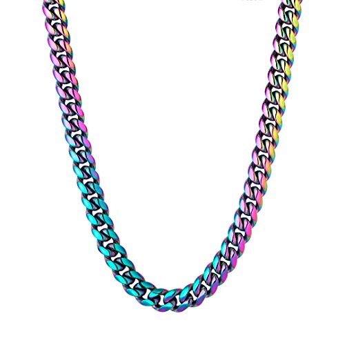 KRKC&CO 喜平ネックレス マイアミキューバンネックレス チェーン メンズ 幅8mm ステンレス 4面カット HIPHOP ヒップホップ ラッパー B系 アクセサリー ギフト プレゼント お祝い 誕生日