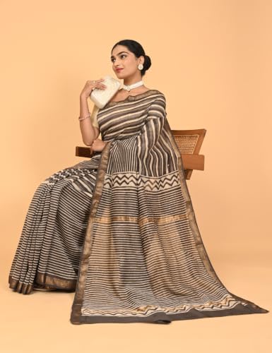Ushvii brown maheshwari cotton silk saree – image 7