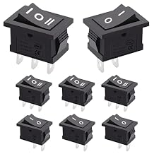 TWTADE 8Pcs Rocker Switch On/Off 2 Pin 2 Position, On/Off/On 3 Pin 3 Position Rocker Toggle Switch AC 6A/250V 10A/125V
