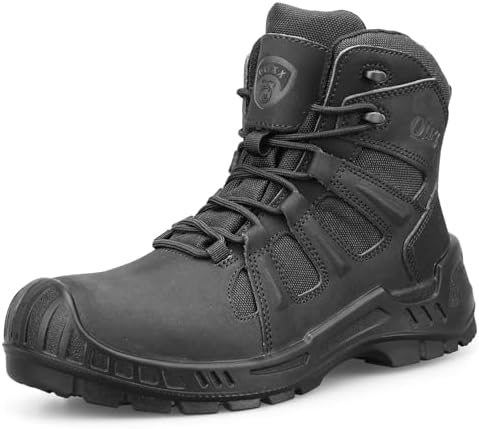 OUXX Men’s Composite Toe Work Boots, ASTM F2413 Safety Shoes, Metal Free, Slip-Resistant Boot(OX4603)