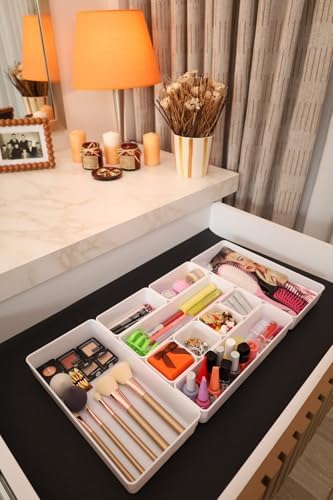 color house 10'lu Set Çekmece İçi Düzenleyici Modüler Makyaj Takı Organizer (Sert Plastik) Beyaz Tek Ebat - Görsel 1