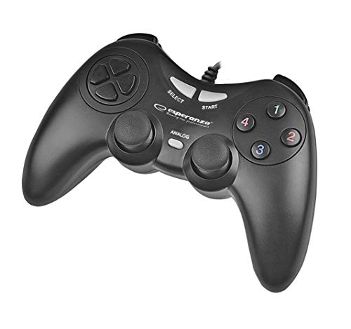 Esperanza Fighter Controller Gamepad para PS2/PS3/Computer/PC con vibración, Joystick, Plug y Play Negro