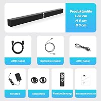 HoYLluDLL Soundbar für TV Geräte with integriertem Subwoofer, 2-in-1 TV Lautsprecher mit 3 EQ-Modi&Auto Volume Boost, Bluetooth 5.3/ARC/Opt/AUX, Surround Sound System für Fernseher/PC, Schwarz – Ansicht 9