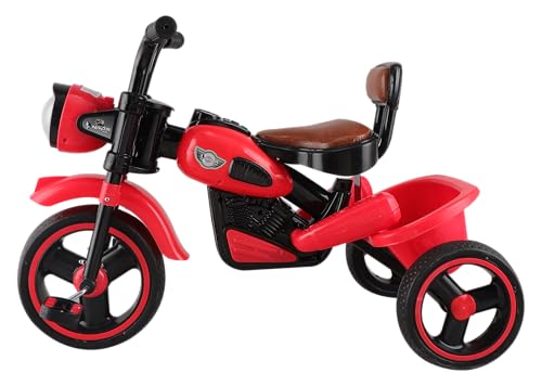 Image of JoyRide Ninja Plug N Play Durable Kids /Pedal Baby Tricycle, Storage Basket, Leather Seat, Led Headlight, Music for 18 Months to 5 Years Boys /Girls /Carrying Capacity Upto 30 Kgs (RED)