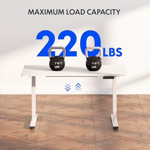 Image of FLEXISPOT E6 3-Stage Dual Motor Electric Standing Desk 48 x 24 Sit Stand Up Desk, Holds 220 lbs, Adjustable Height w /Memory Presets, One-Piece White Desktop & White Frame, Ships in 2 Boxes