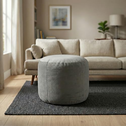Catálogo de Otomanas y reposapiés disponible en línea para comprar. 48 Coprire Puff Otomano, Taburete Redondo para Sala y Recámara, 50 x 50 cm, Negro (Gris)