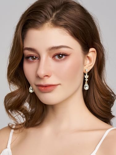 SWEETV Drop Earrings for Women,Bridesmaids,Brides -Teardrop Crystal Rhinestones Cubic Zirconia Earrings Dangling3