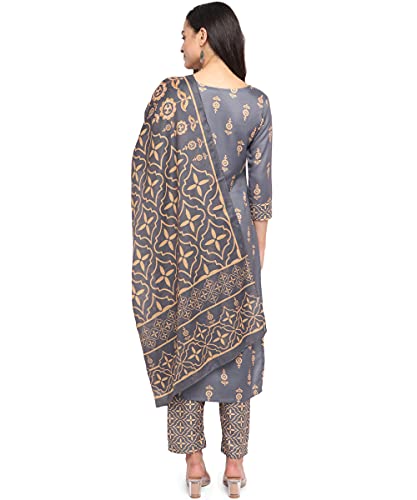 Image of NAINVISH Women's Floral Straight Rayon Blend Mandarin Collar Co-ord Set (SD860)
