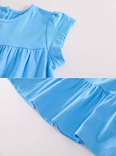 Image of Youwon Girls Dress Short Sleeve Solid Color Tunic A-Line Tiered Swing Dress 2-6 7-16