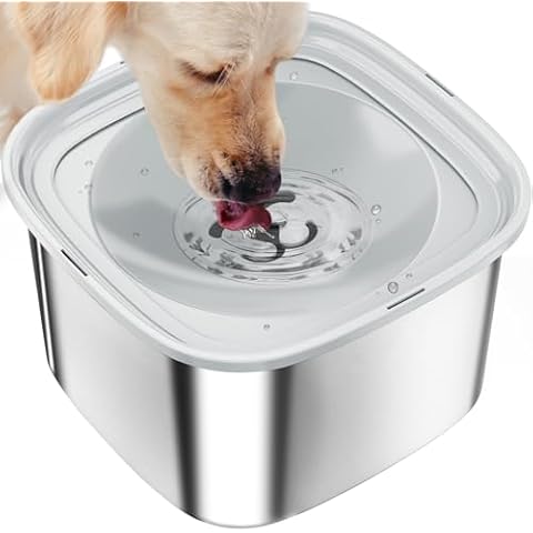 AIPERRO 3L Dog Water Bowl, No Spill Slow Drinking Stainless Steel 101oz Large Capacity for Small Medium & Large Dogs Spill Proof Pet Water Cover