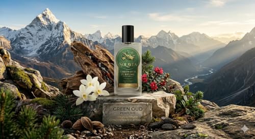 Image of Solavea Green Oud Attar Perfume for Men & Women 50ml|10ml Concentrated Attar Roll-On Long Lasting Alcohol-Free Concentrated Attar | Citrus, Amber, Green Leaves, Rose, Iris, Lily of the Valley, Sandalwood & Musk | Premium Roll-On Fragrance | PREMIUM COMBO PACK