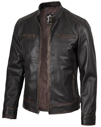 Decrum Mens Leather Jacket - Cafe Racer Style Real Lambskin Leather Jacket Men2
