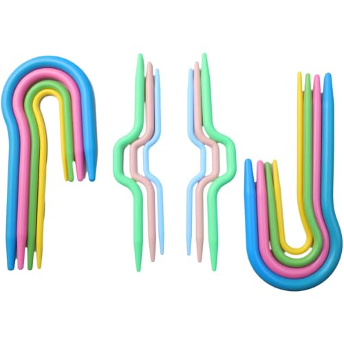 FDXGYH 14pcs U Shape Multicolor Bent Cable Stitch Holder Needles Plastic Twist Curved Hand Knit Knitting Needles