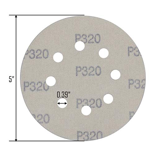 image for Mestool 5-Inch 8-Hole Hook and Loop Sanding Discs, Orbital Sander Sand