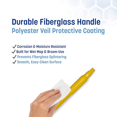 Image of SPARTA 48 inch Fiberglass Replacement Handle with 3 /4 inch Acme Thread Tip, Polyester Veil Reinforced, Hanging Cap, Commercial Cleaning, Yellow