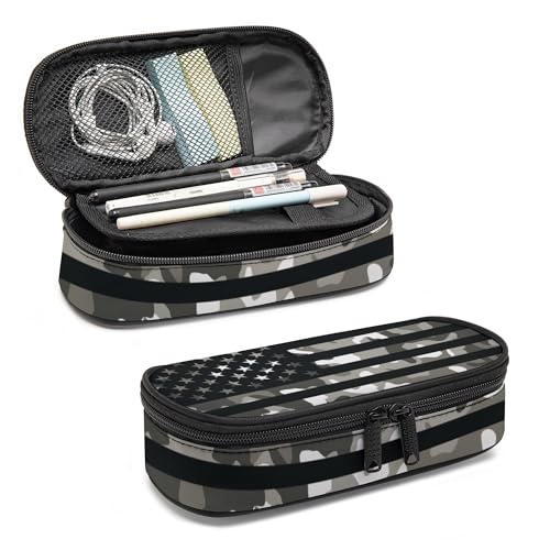 Image of Flag Pencil Case, Large Capacity Pen Pencil Case for Boys Girls Teen, Kids 3 Compartments Multifunction Pencil Box with Zipper Organizer, Pencil Pouch for Back to School Students