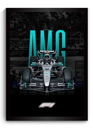Image of Funk You Store Mercedes AMG F1 Poster | Framed Mercedes F1 Car A4 Sized (31 x 23 cm) | Lewis Hamilton Poster | AMG Car Posters for Wall, Gift for Boys, Formula 1 Frame | Formula 1 Frames (F 024)