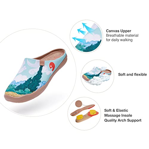 Image of UIN Slipper Woman Travel Art Painted Shoes Wide Toe Casual Home Slip On Mules Malaga